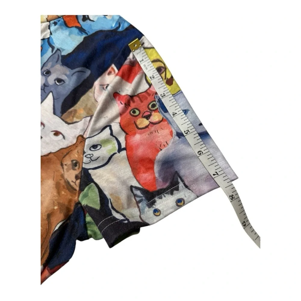 Emery Rose Colorful Cat Print T-Shirt
